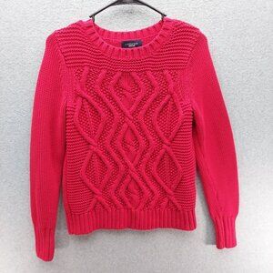 Lands End Drifter Red Cable Knit Sweater S/P 6-8 Cotton